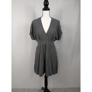 Y2K Express Babydoll V-Neck Ribbed Sweater Dress Short Mini Women's Large A044
